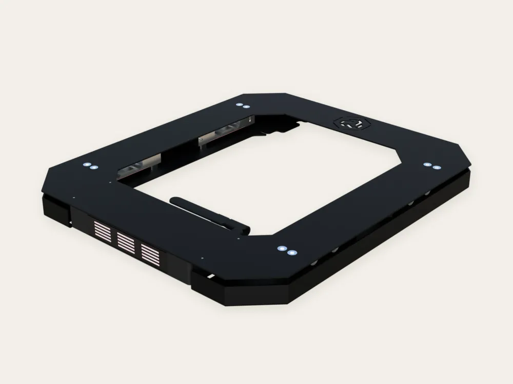 Product render of the Fluxabee 4G hive scale with its open frame and flush solar panel